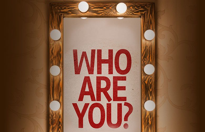 Vanity Mirror with "Who Are You?" Written on it